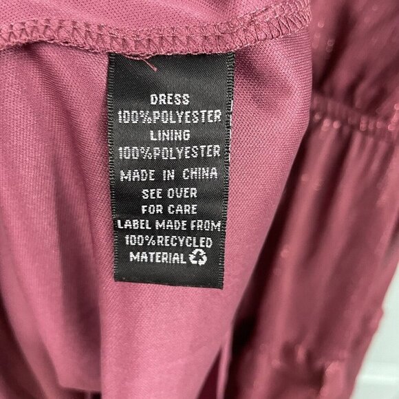 BCX Mauve Fairy Flutter Sleeve Tiered Ruffle Mini Dress XL Whimsigoth Metallic - Picture 10 of 11